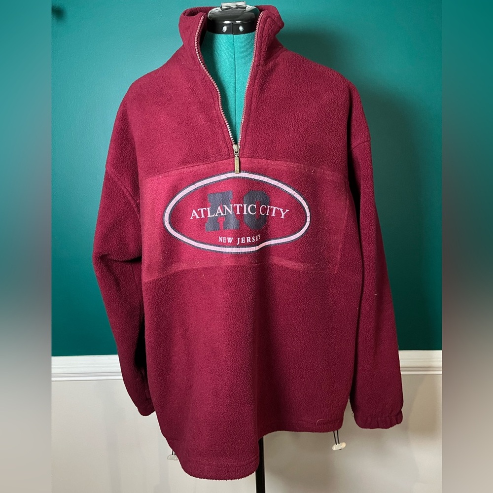 Vintage Atlantic City Maroon Men's fleece quarter zip Sweatshirt